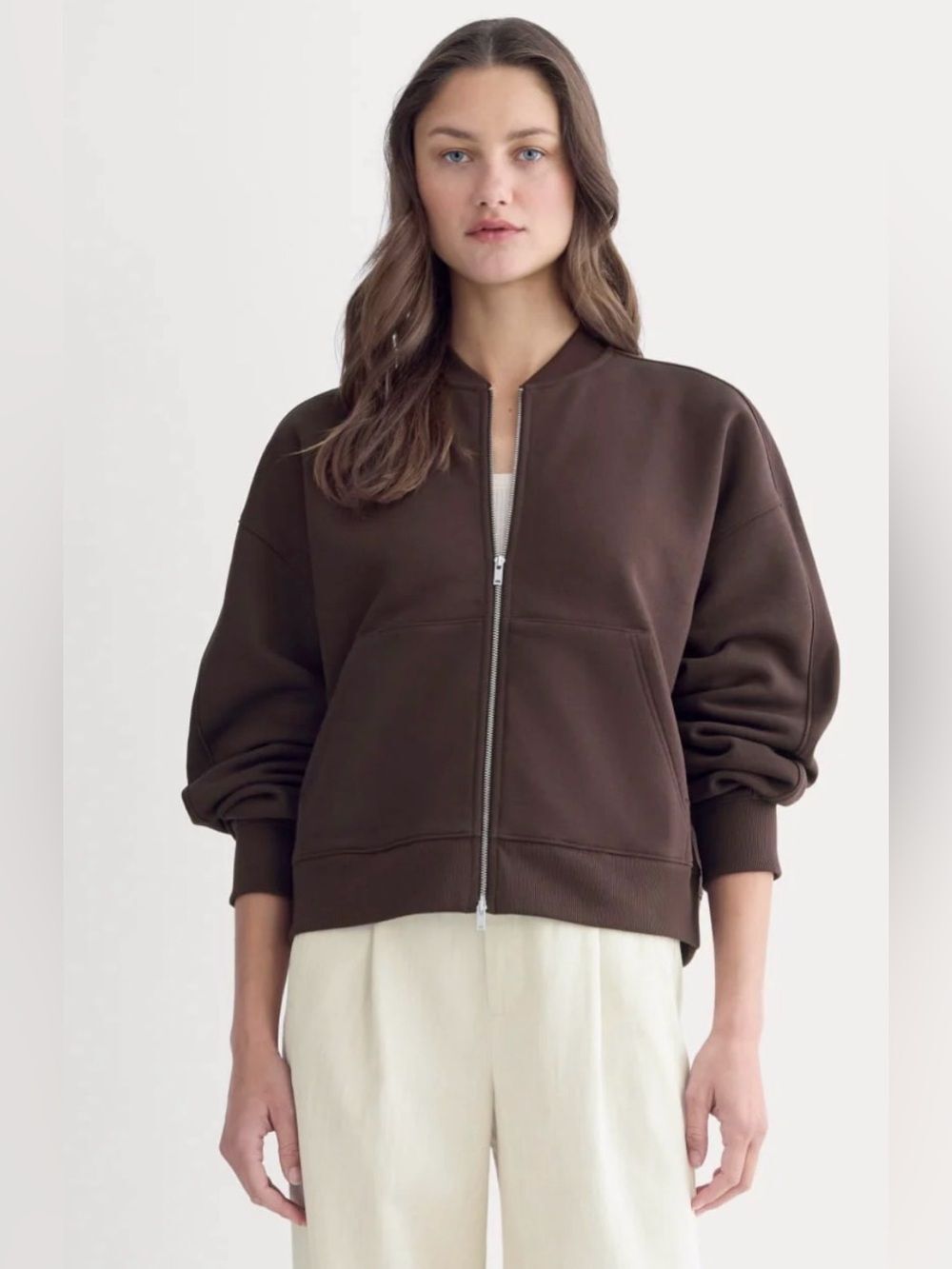 New Everlane LUXE FLEECE BOMBER JACKET Plum Size XXS